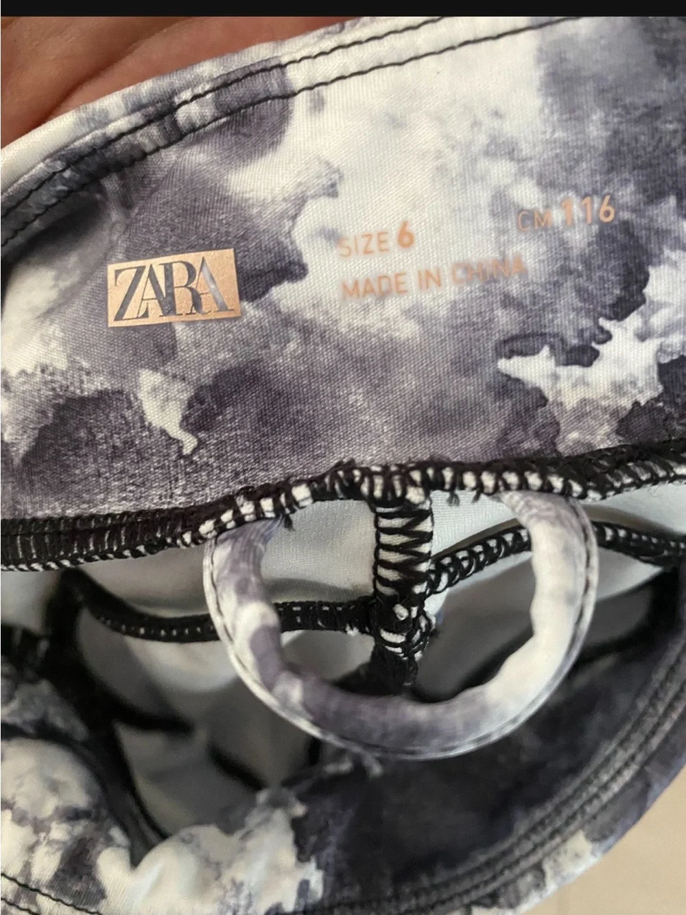 Zara Black & White Marble-Print Kids Leggings
